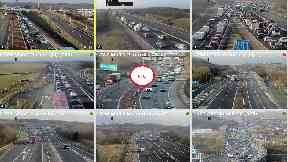 Delays: Collision caused three-mile tailbacks.