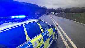 Lorry/HGV overturned on A76 near Mennock on 13/4/18