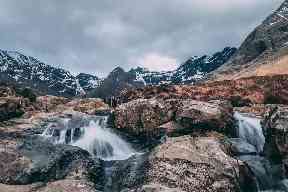 Tumbling waterfalls.