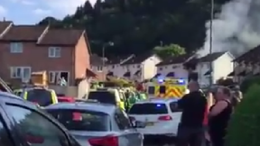 The aftermath of the explosion at a house near Caerphilly.