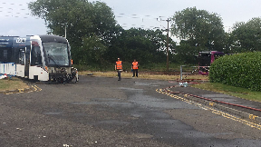 Bus: Driver is in hospital with injuries.