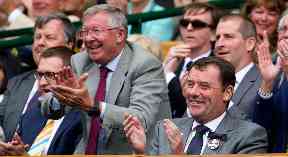 Sir Alex Ferguson celebrates as Andy Murray defeats Fernando Verdasco.