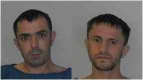Jailed: Laurie (left) and Gibb will each serve at least 18 years.