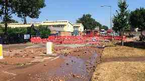 A large pipe has burst in Birmingham