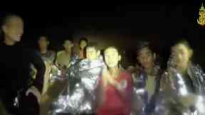 Trapped: The boys inside the cave.