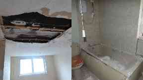 Inside: Hole in ceiling.