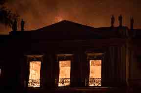 Fire burns inside the 200-year-old National Museum of Brazil