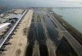 Kansai International Airport is partially flooded by Typhoon Jebi
