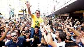 Brazilian presidential candidate Jair Bolsonaro moments before he was stabbed.