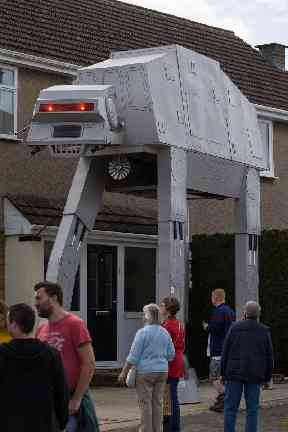 A Star Wars AT-AT scarecrow at the 21st annual Harpole Scarecrow Festival