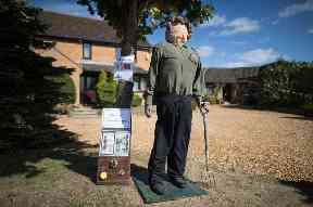 A women’s land army scarecrow on display at Harpole