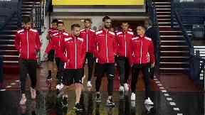 Scouting mission: Albanian players take a look around Hampden.