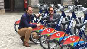 Launch: Cyclist Mark Beaumont and Cllr Adam McVey.