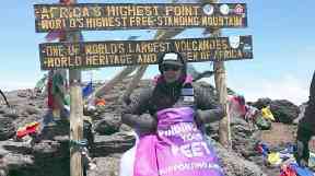 Daredevil: Ms Hutton at the top of Mount Kilimanjaro.