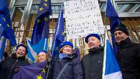 Brexit: Pro-EU protesters outside Holyrood ahead of Wednesday's vote.