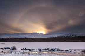 Winter sunbow at Loch Morlich.