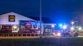 Lidl: Around 20 firefighters are tackling the flames. (Picture by Marc Hindley/Forres Web)
