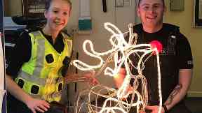 Found: PC Lucy Cuthbert and PC Sean Horne with Rudolph.