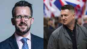 Confrontation: Tommy Robinson attempted to speak to Stewart McDonald MP at his surgery.