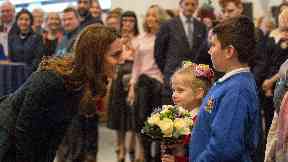 Welcome: Kate meets with schoolchildren in Dundee.
