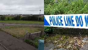 Newmains: Police cordoned off woods.