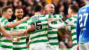Scott Brown scored from long range to put Celtic 2-0 ahead.