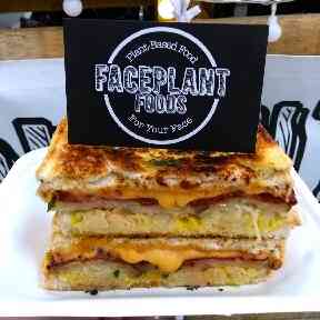 Vegan grilled cheese from Faceplant Foods is on the menu at Colab.