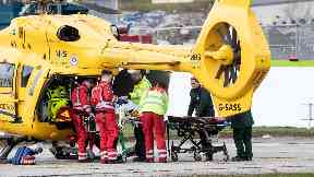 Airlifted: The man was taken to Aberdeen Royal Infirmary.