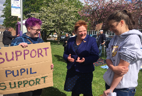 Protest: Over cuts to special-needs teaching.