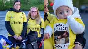 Heartbroken: Laura D'Arcy and baby Lewis took part in the Walk of Hope.