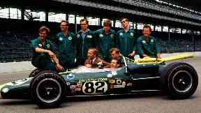 Legend: Clark with his team at the Indianapolis 500.