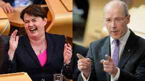 Joining forces: Ruth Davidson and John Swinney.