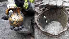Unearthed: A medieval jug and 13th-14th century barrel were dug up.