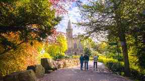 Fife: Walkers enjoying Pittencrieff Park.