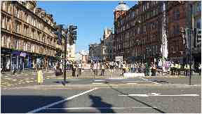 Protest: Busy road closed by campaigners.