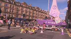 Protest: Boat is blocking road.