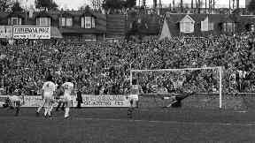A huge crowd watched Clydebank v Rangers at Kilbowie in 1987.