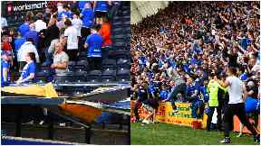 Invasion: The roof of the section housing disabled fans was wrecked.