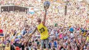 Soaking up the sun: The festival-goers were blessed with warm weather.