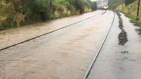 Disruption: The West Coast main line flooded.