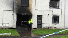 Forfar: The block of flats has been cordoned off.