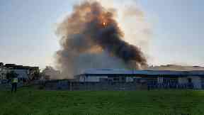 Fire: A blaze has ripped through Woodmill High School in Dunfermline.