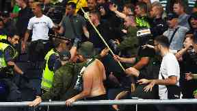 Ugly scenes broke out in the Celtic section.