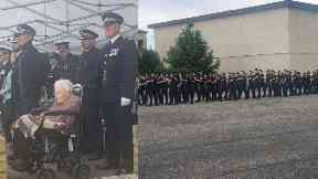 Parade: Ms Clark watched the new recruits march past.