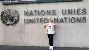 Schoolgirl: Hannah Richardson took part in the UN event.
