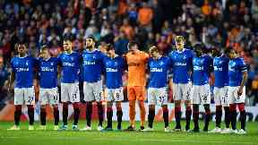 Rangers: The players wore black armbands in Ricksen's memory.