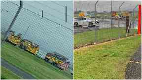 Evacuation: Emergency services were seen on the runway.