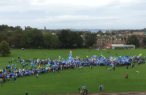 Marchers: Thousands in Edinburgh.