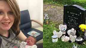 Tragic: Shannon with baby Mikayla and grave