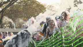 Foam fight: The ritual dates back centuries.